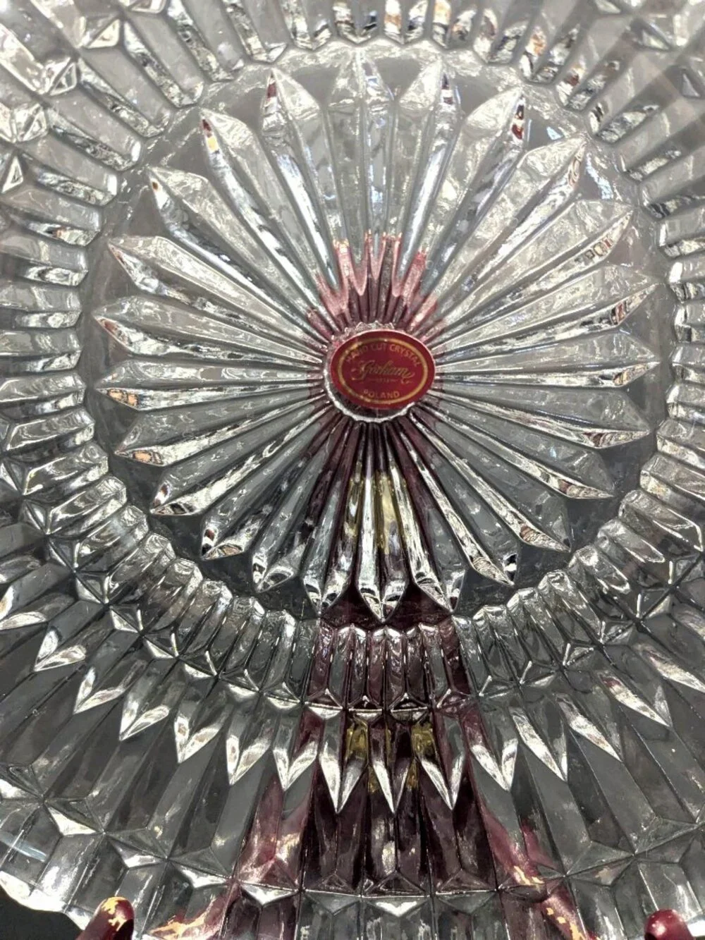 Vintage Gorham Althea Hand-Cut Crystal Glass Platter Made In Poland 11